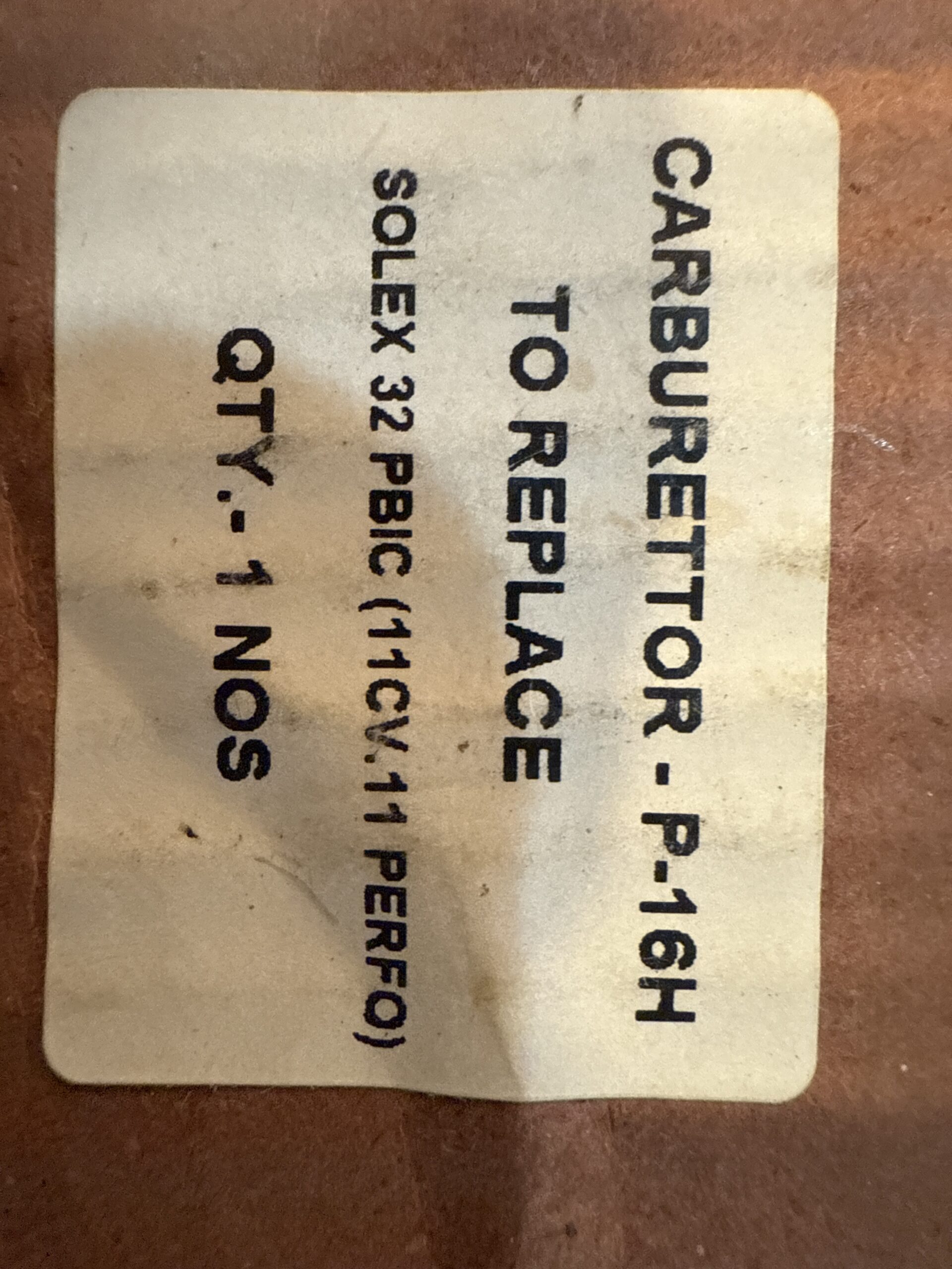 Zenith p16H NOS carburetor replacement for solex brand new old stock